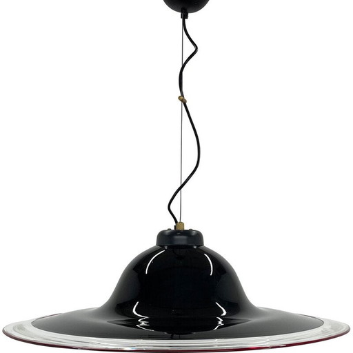 Lampe suspendue italienne en verre de Murano, 1970