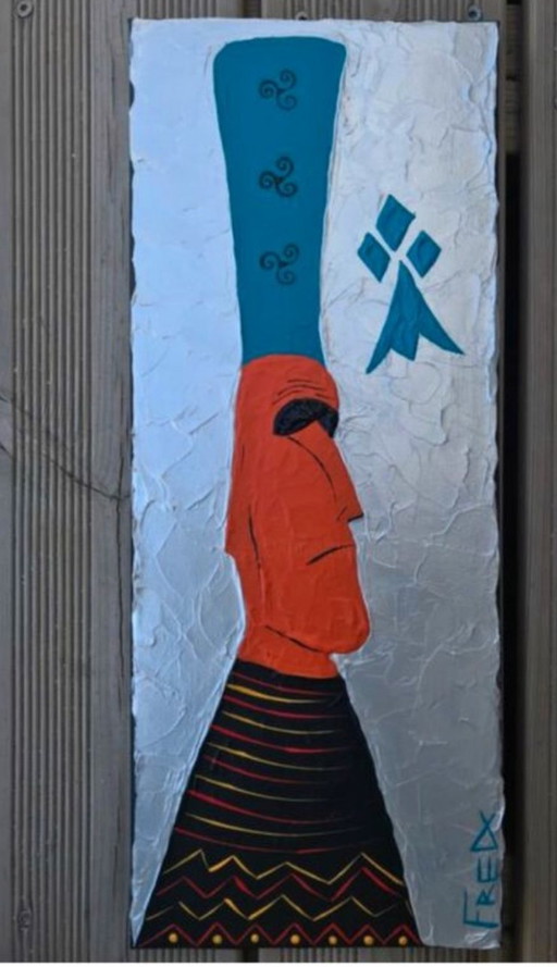 Moai. Acrylique De Frédéric Cadiou