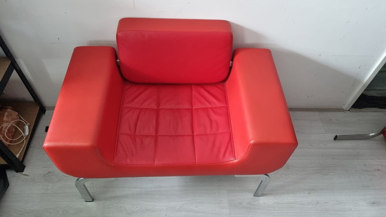 Image 1 of Chaise en cuir rouge Sitland