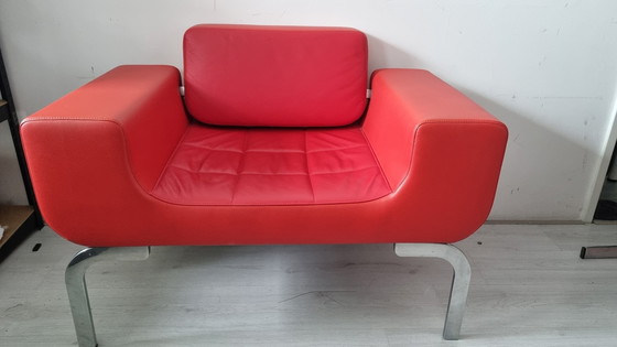 Image 1 of Chaise en cuir rouge Sitland