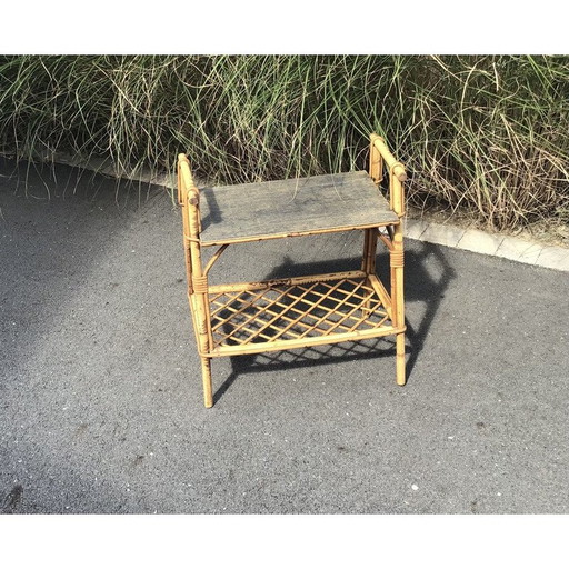Table d'appoint en rotin vintage