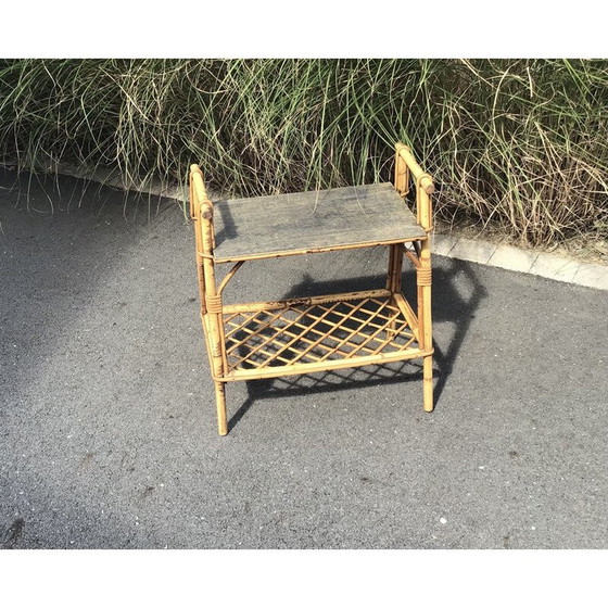 Image 1 of Table d'appoint en rotin vintage