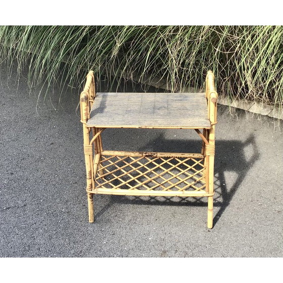 Image 1 of Table d'appoint en rotin vintage