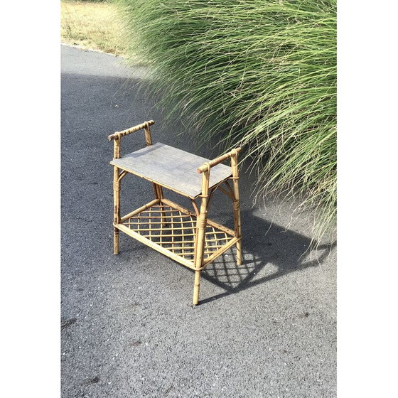 Image 1 of Table d'appoint en rotin vintage
