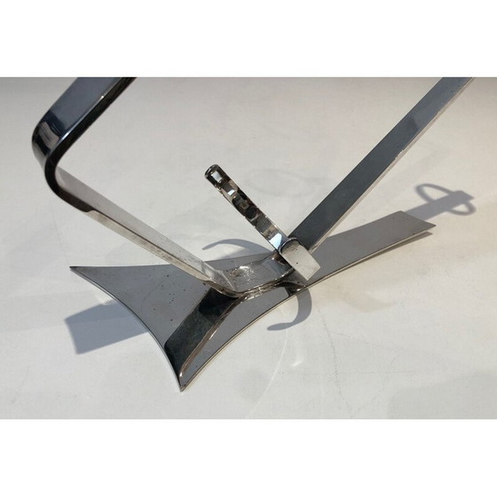 Image 1 of Porte-bouteille vintage art déco en métal argenté, France 1930