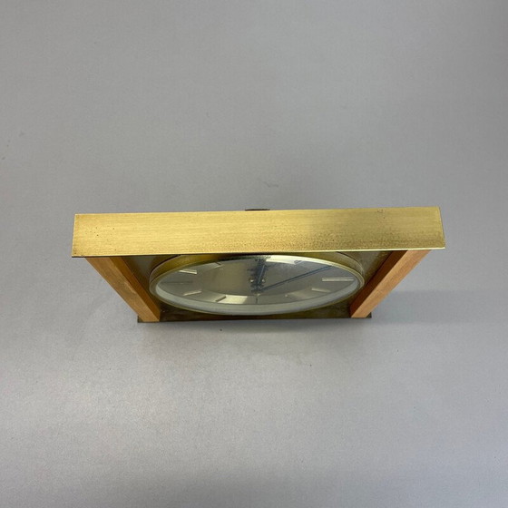 Image 1 of Horloge de table vintage en bois et laiton pour Zentra, Allemagne 1970