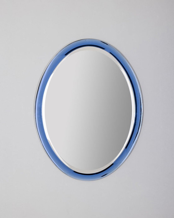 Image 1 of Miroir vintage des années 70 en cristal bleu Design A.Lupi for Cristal Luxor par Antonio Lupi, 1970