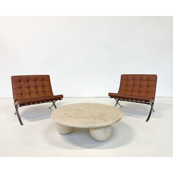 Image 1 of Paire de fauteuils Barcelona en cuir brun vintage par Mies Van Der Rohe pour Knoll