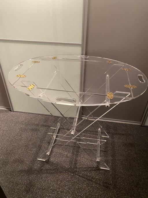 Table d'appoint en verre acrylique au design vintage