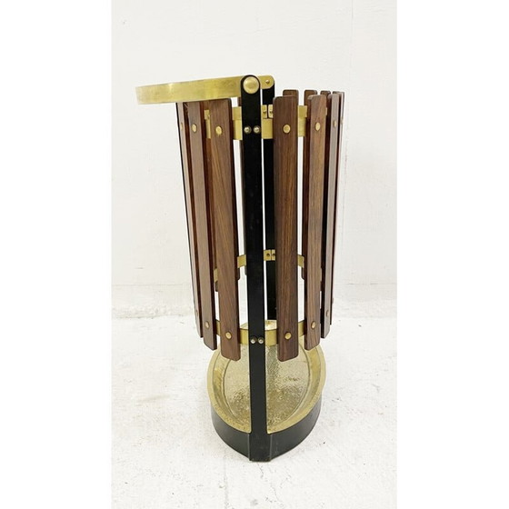 Image 1 of Porte-parapluie vintage en bois et laiton, Italie 1950