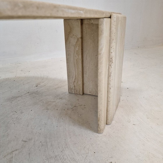 Image 1 of Table basse vintage en travertin, Italie 1980