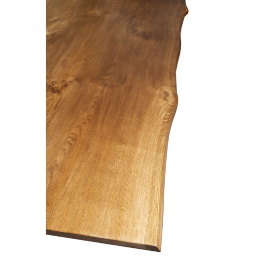 Image 1 of Table Vintage Plank en bois de chêne et structure en métal noir