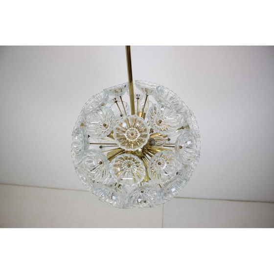 Image 1 of Lustre vintage en laiton par Kamenický Šenov pour Preciosa, Tchécoslovaquie 1970