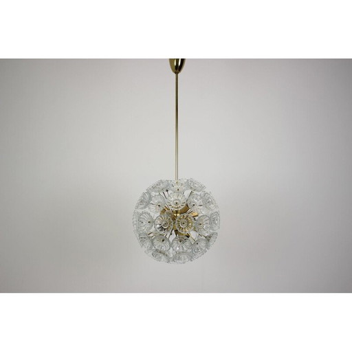 Lustre vintage en laiton par Kamenický Šenov pour Preciosa, Tchécoslovaquie 1970