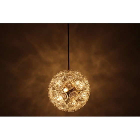 Image 1 of Lustre vintage en laiton par Kamenický Šenov pour Preciosa, Tchécoslovaquie 1970