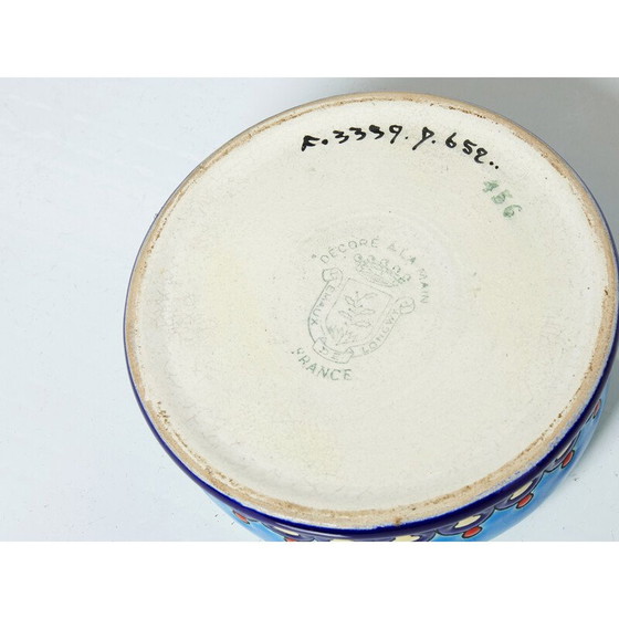 Image 1 of Boîte ronde en céramique émaillée Art Déco bleu turquoise, 1940