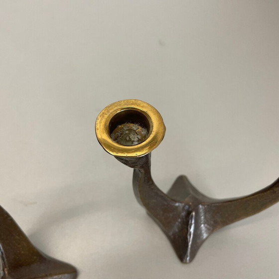 Image 1 of Paire de chandeliers vintage en bronze de Michael Harjes, Allemagne années 1960