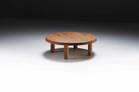 Image 1 of Superbe table basse vintage T02M en bois d'orme par Pierre Chapo - France