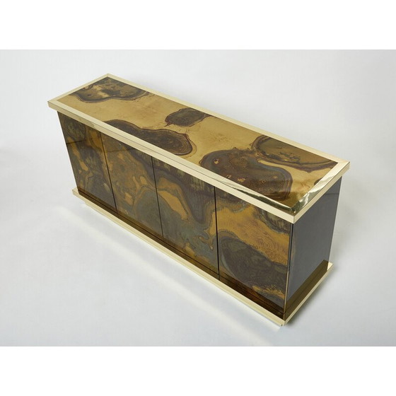 Image 1 of Buffet vintage en laiton oxydé par Isabelle et Richard Faure pour Maison Honoré, 1970