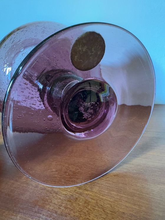 Image 1 of Grand Photophore Verre Bullé Années 60