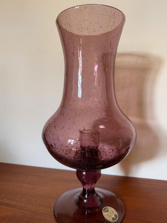 Image 1 of Grand Photophore Verre Bullé Années 60