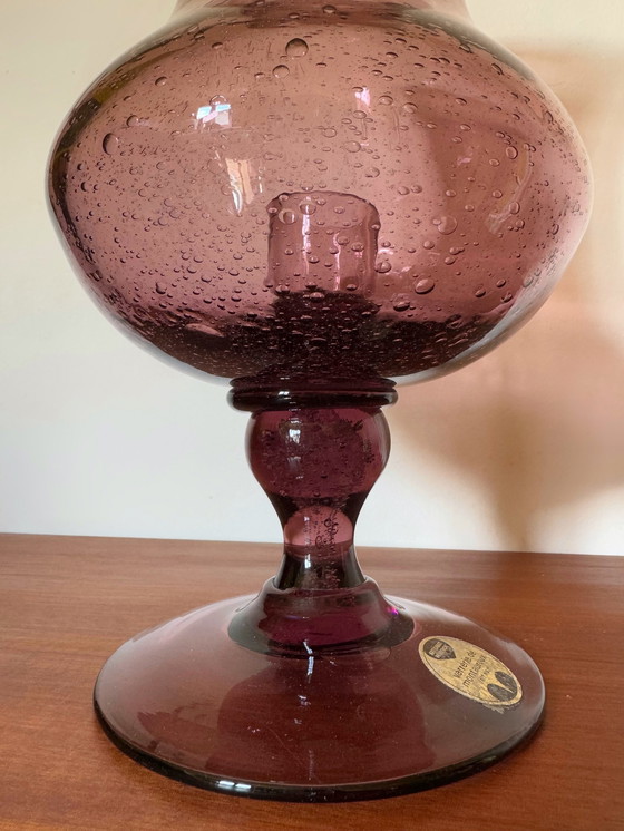 Image 1 of Grand Photophore Verre Bullé Années 60