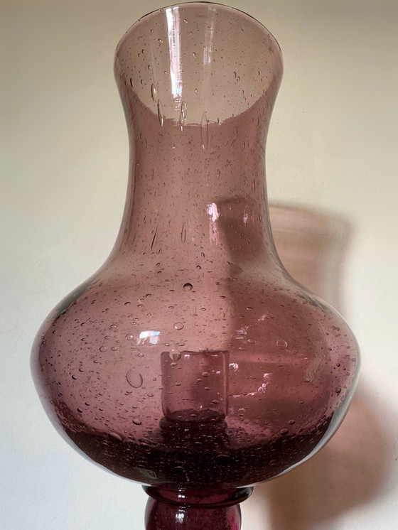 Image 1 of Grand Photophore Verre Bullé Années 60