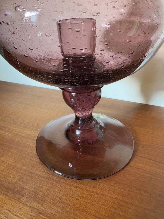 Image 1 of Grand Photophore Verre Bullé Années 60