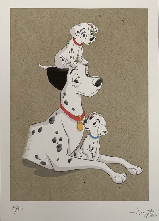 Image 1 of Jaume Esteve : "101 Dalmatiens". Épreuve d'artiste A.P., signée à la main.  Certificat d'authenticité inclus.