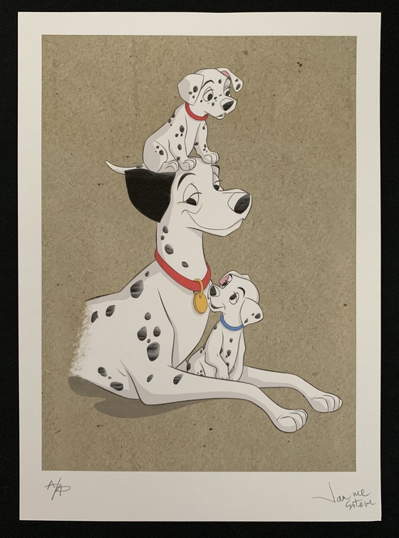 Image 1 of Jaume Esteve : "101 Dalmatiens". Épreuve d'artiste A.P., signée à la main.  Certificat d'authenticité inclus.