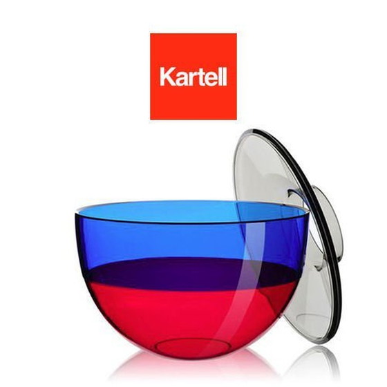 Image 1 of Kartell Shibuya Vase │ Coupe à fruits Bleu fumé Rouge cerise │ Nouveau