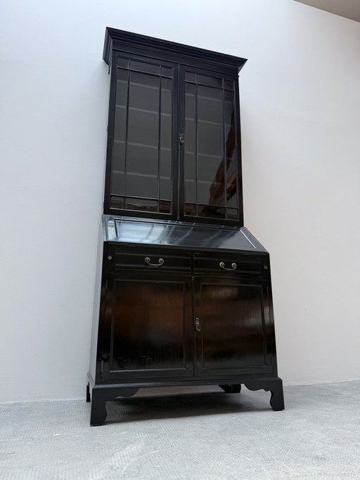 Vitrine Buffet Armoire Étagère Bois Laiton Noir Années 1950