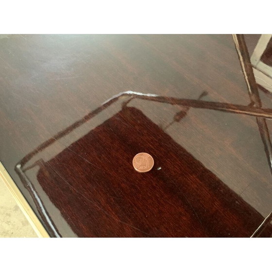 Image 1 of Chariot de bar vintage en laiton avec plateaux en formica sur roues multidirectionnelles 1960s