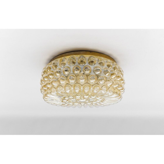 Image 1 of Plafonnier vintage en verre bullé ambré, 1960