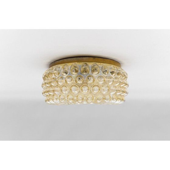 Image 1 of Plafonnier vintage en verre bullé ambré, 1960