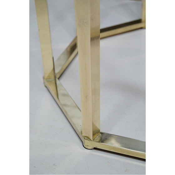 Image 1 of Table basse vintage en laiton et verre par Romeo Rega, Italie 1970