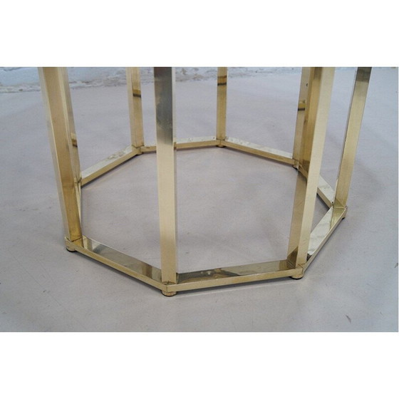 Image 1 of Table basse vintage en laiton et verre par Romeo Rega, Italie 1970