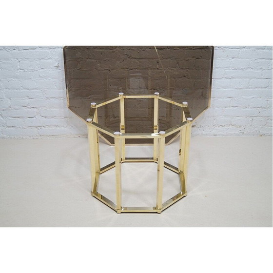 Image 1 of Table basse vintage en laiton et verre par Romeo Rega, Italie 1970