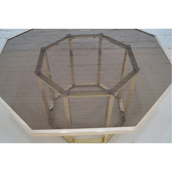 Image 1 of Table basse vintage en laiton et verre par Romeo Rega, Italie 1970