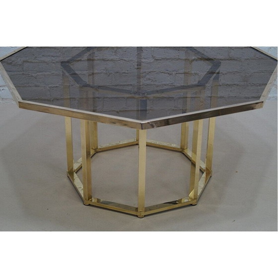 Image 1 of Table basse vintage en laiton et verre par Romeo Rega, Italie 1970