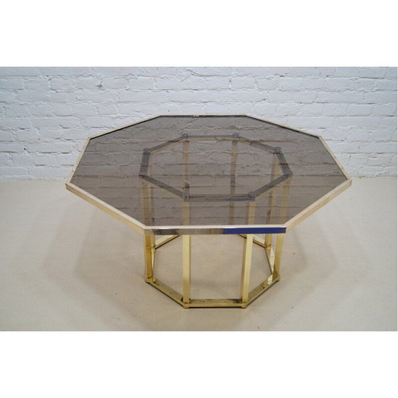 Image 1 of Table basse vintage en laiton et verre par Romeo Rega, Italie 1970
