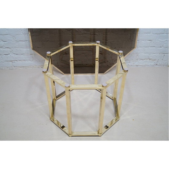 Image 1 of Table basse vintage en laiton et verre par Romeo Rega, Italie 1970