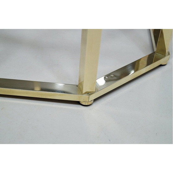 Image 1 of Table basse vintage en laiton et verre par Romeo Rega, Italie 1970