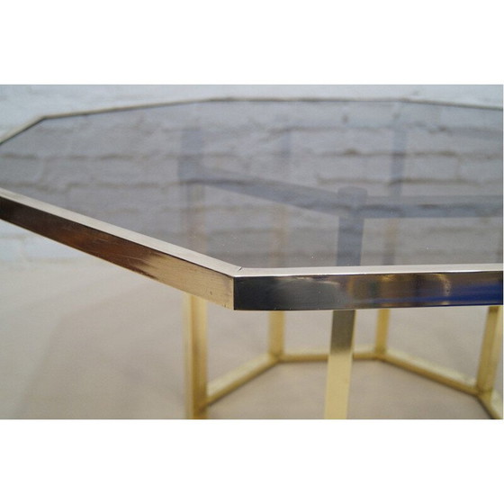 Image 1 of Table basse vintage en laiton et verre par Romeo Rega, Italie 1970