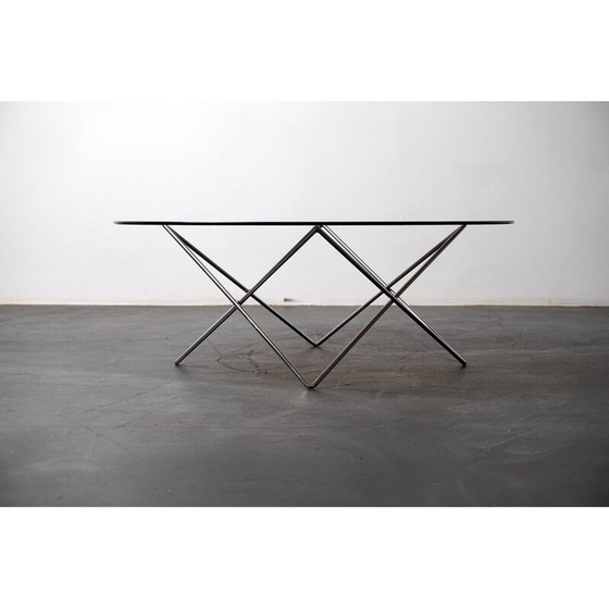Image 1 of Table basse vintage en verre fumé et métal, Allemagne 1970