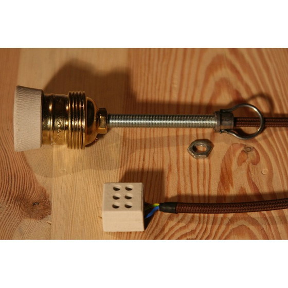 Image 1 of Lampe suspendue vintage en acier marron