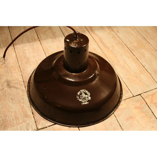 Lampe suspendue vintage en acier marron