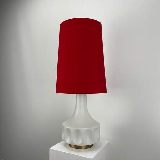 Lampadaire ou lampe de table en verre givré blanc par Peill & Putzler 1960