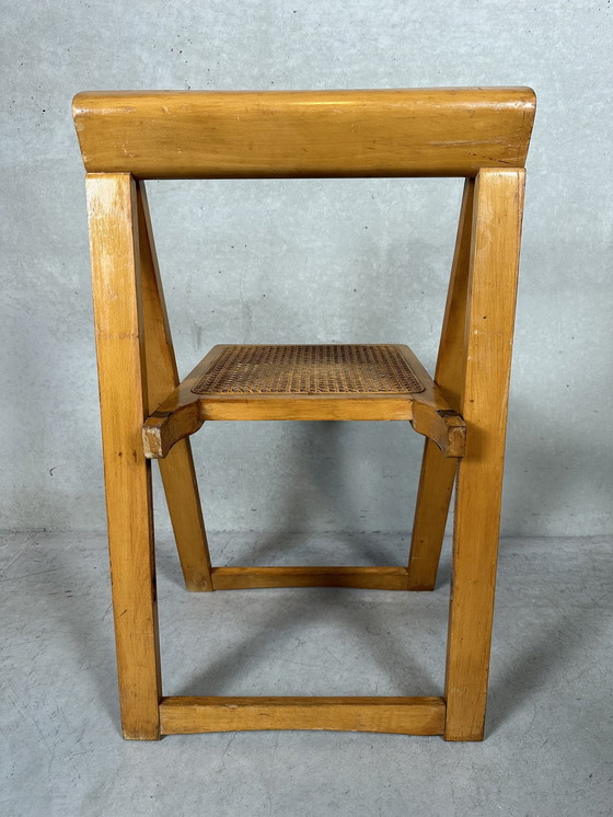 Image 1 of 4X chaises pliantes vintage en érable et rotin