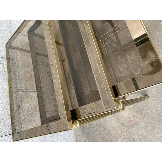 Image 1 of Tables gigognes vintage en laiton, Maison Jansen 1970